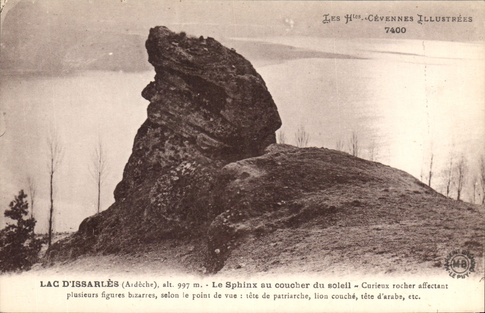 CPA Les Htes Cevennes Illustrees Lac d'Issarles Ardeche Le Sphinx au coucher du soleil
