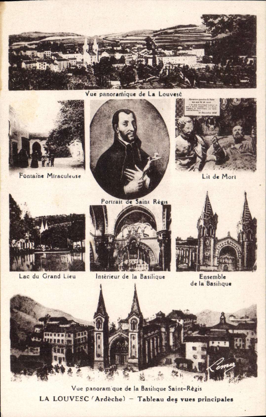 CPA La Louvesc Ardeche Tableau des vues principales