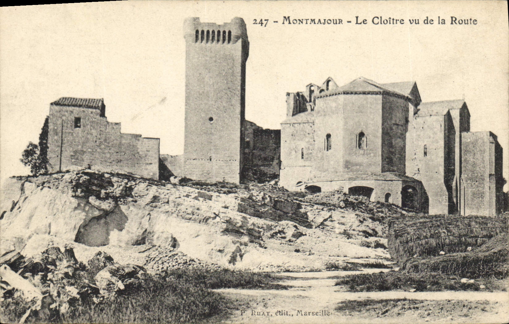 CPA Montmajour le Cloitre vu de la Route 