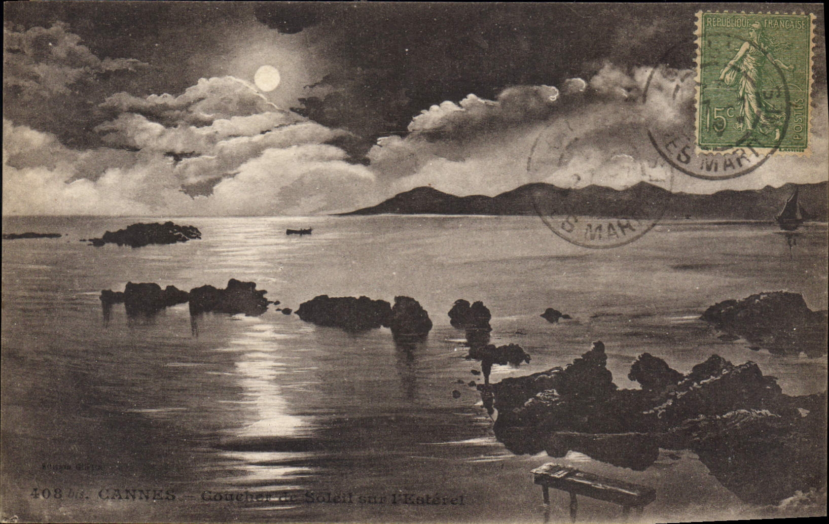 CPA Cannes Coucher de Soleil sur l'Esterel 