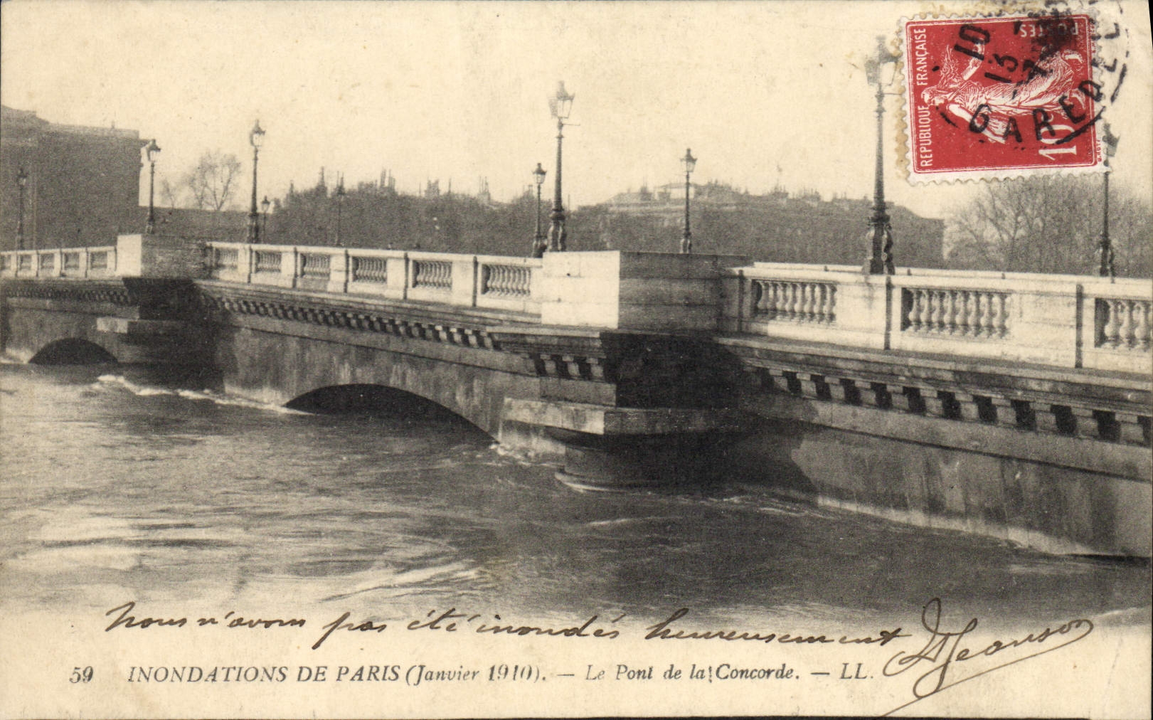 CPA Inondations de Paris Janvier 1910 le Pont de la Concorde 