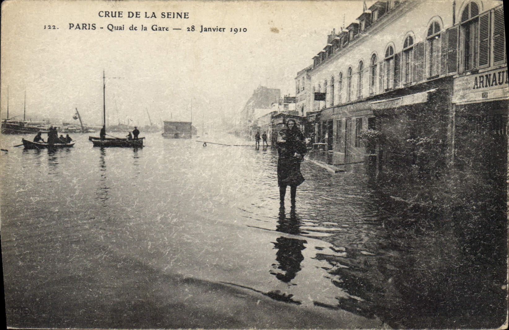 CPA Crue de la Seine Paris Quai de la Gare 28 Janvier 1910