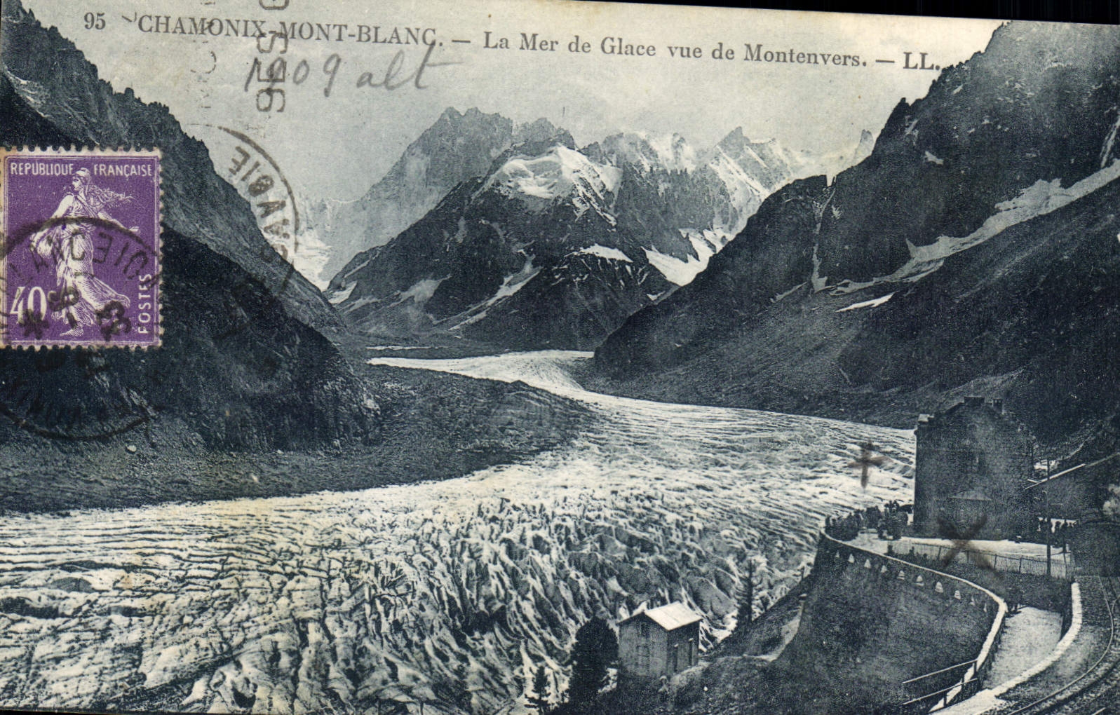 CPA Chamonix Mont Blanc la Mer de Glace vu de Montenvers 