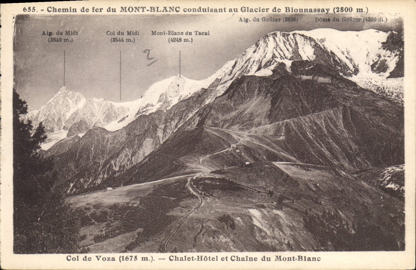 CPA Chemin de fer du Mont Blanc conduisant au Glacier de Bionnassay Col de Voza chalet hotel et Chai