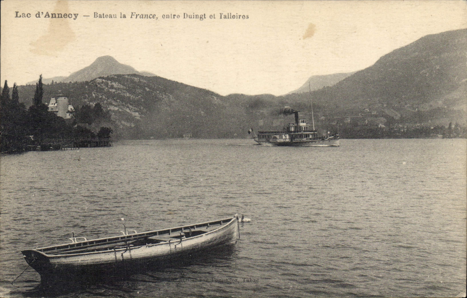 CPA Lac d'Annecy Bateau la France entre Duingt et Talloires