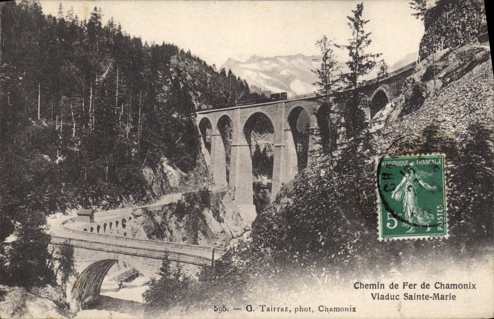 CPA Chemin de Fer de Chamonix Viaduc Sainte Marie Train
