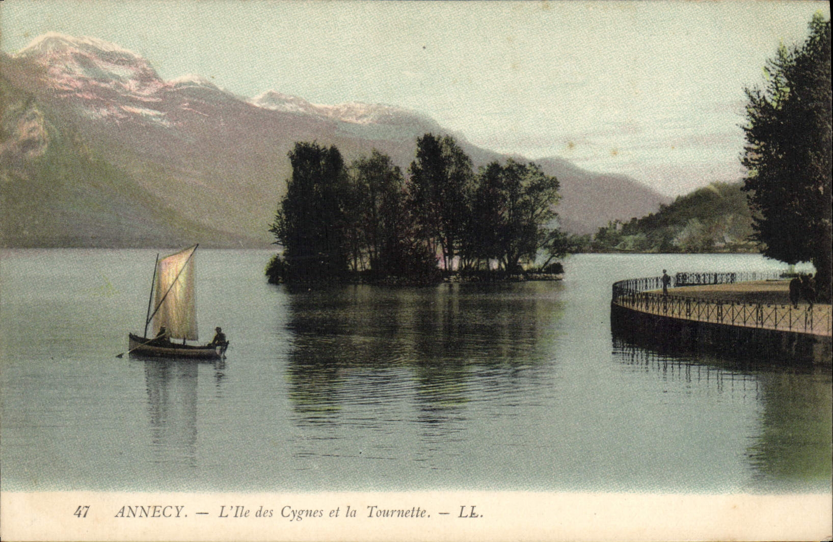 CPA Annecy L'Ile des Cygnes et la Tournette