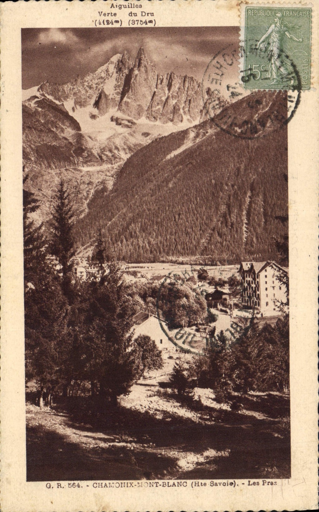 CPA Aiguilles Verte du Dru Chamonix Mont Blanc Hte Savoie Les Pras 