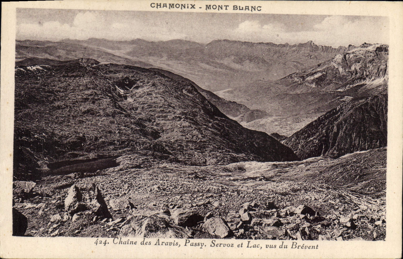 CPA Chamonix Mont Blanc Chaine des Aravis Passy Servoz et Lac vus du Brevent 
