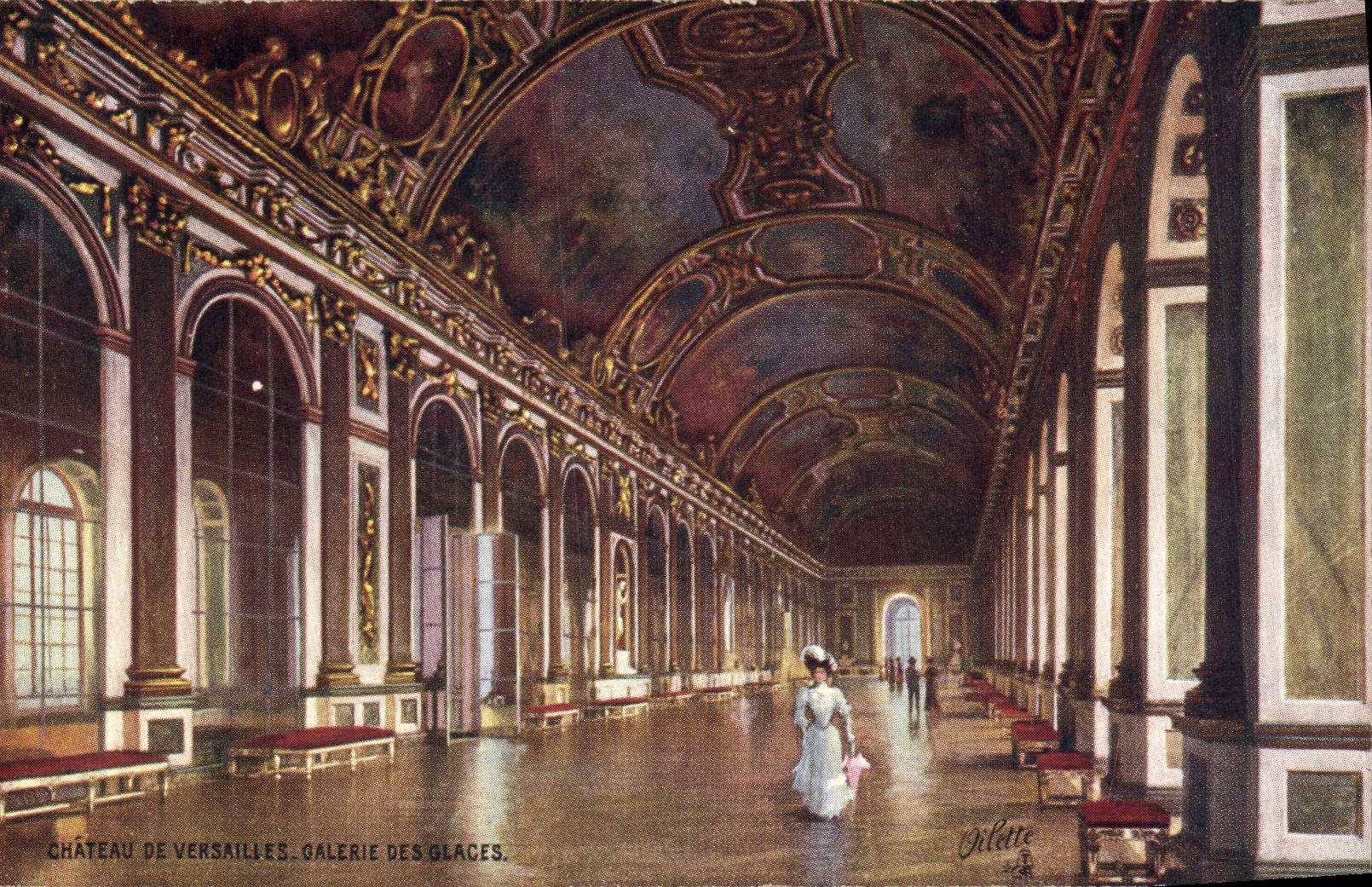 CPA Chateau de Versailles Galerie des Glaces 
