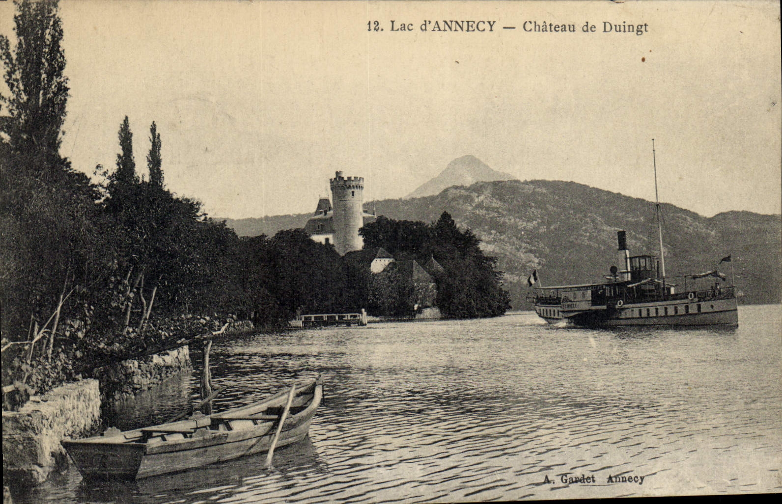 CPA Lac d'Annecy Chateau de Duingt Bateau