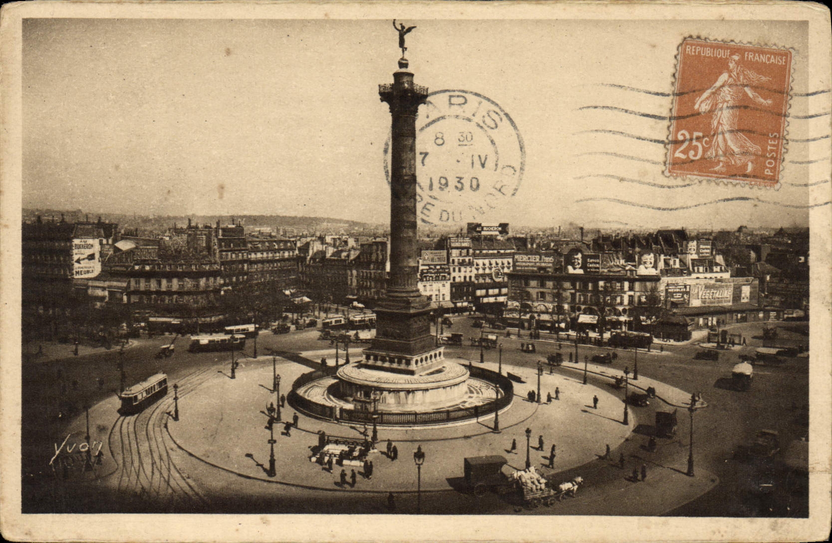 CPA Paris en Flanant Place de la Bastillle 