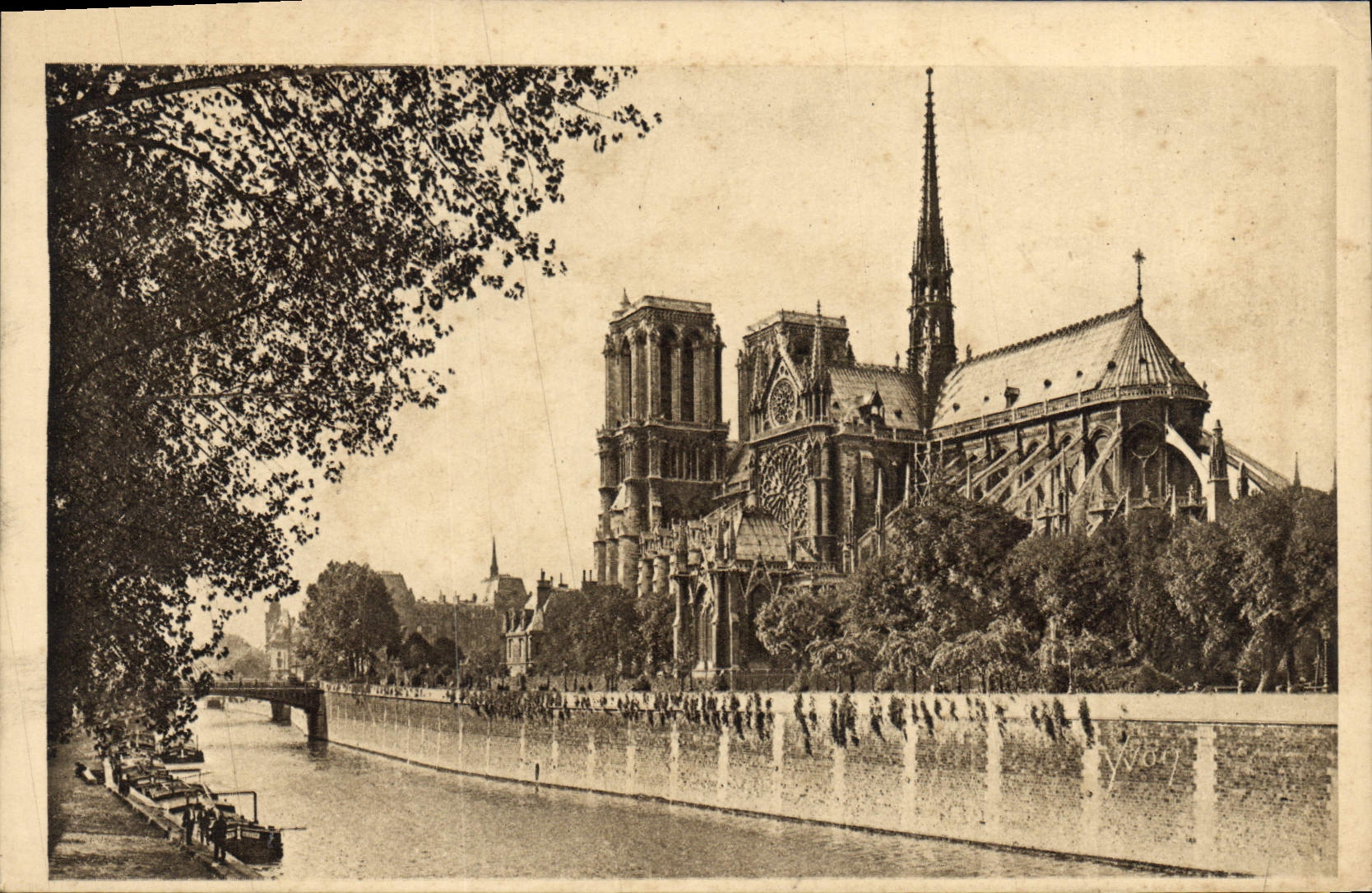 CPA Paris en Flanant Notre Dame et le Square de l'Archeveche