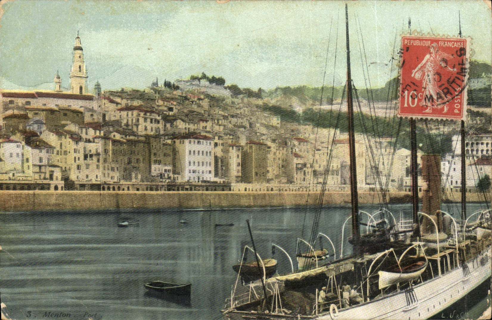 CPA Menton Le port Bateau