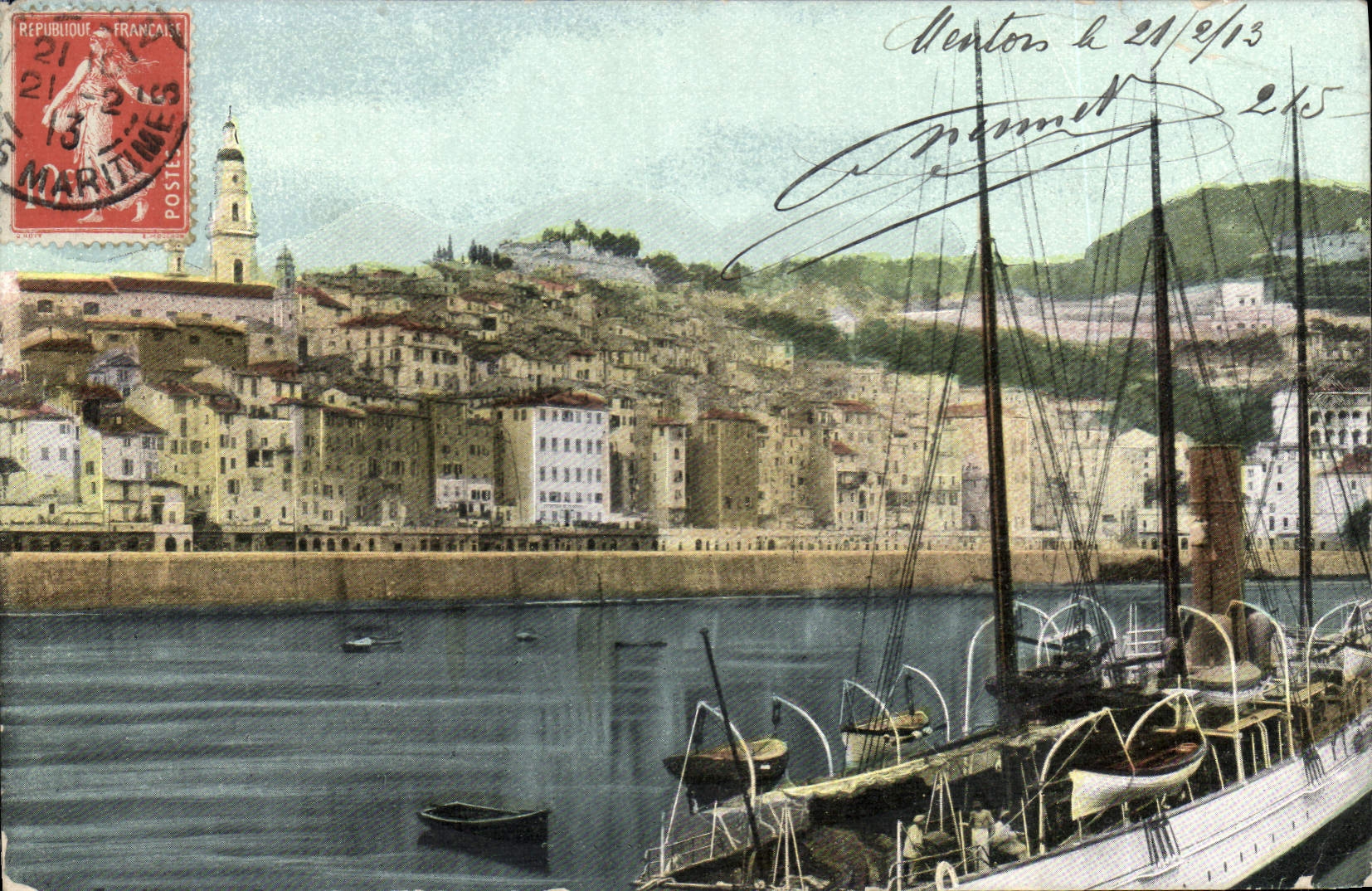 CPA Menton Le port Bateau
