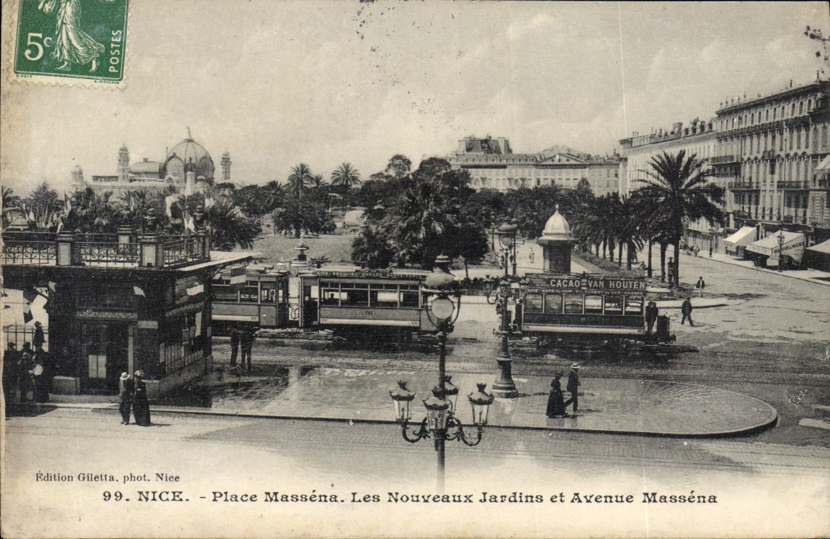 CPA Nice Place Massena Les Nouveaux Jardins et Avenue Massena Tramway
