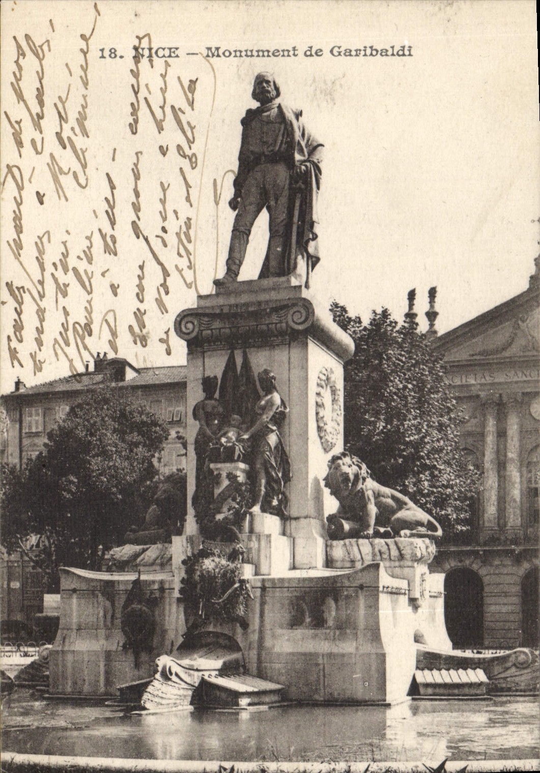 CPA Nice Monument de Garibaldi Lion