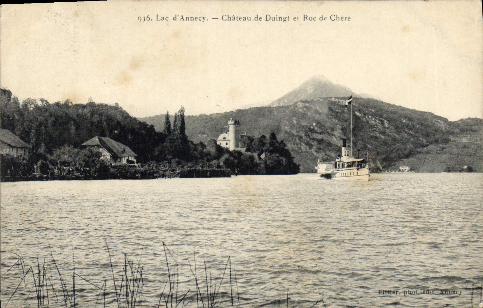 CPA Lac d'Annecy Chateau de Duingt et Roc de Chere Bateau
