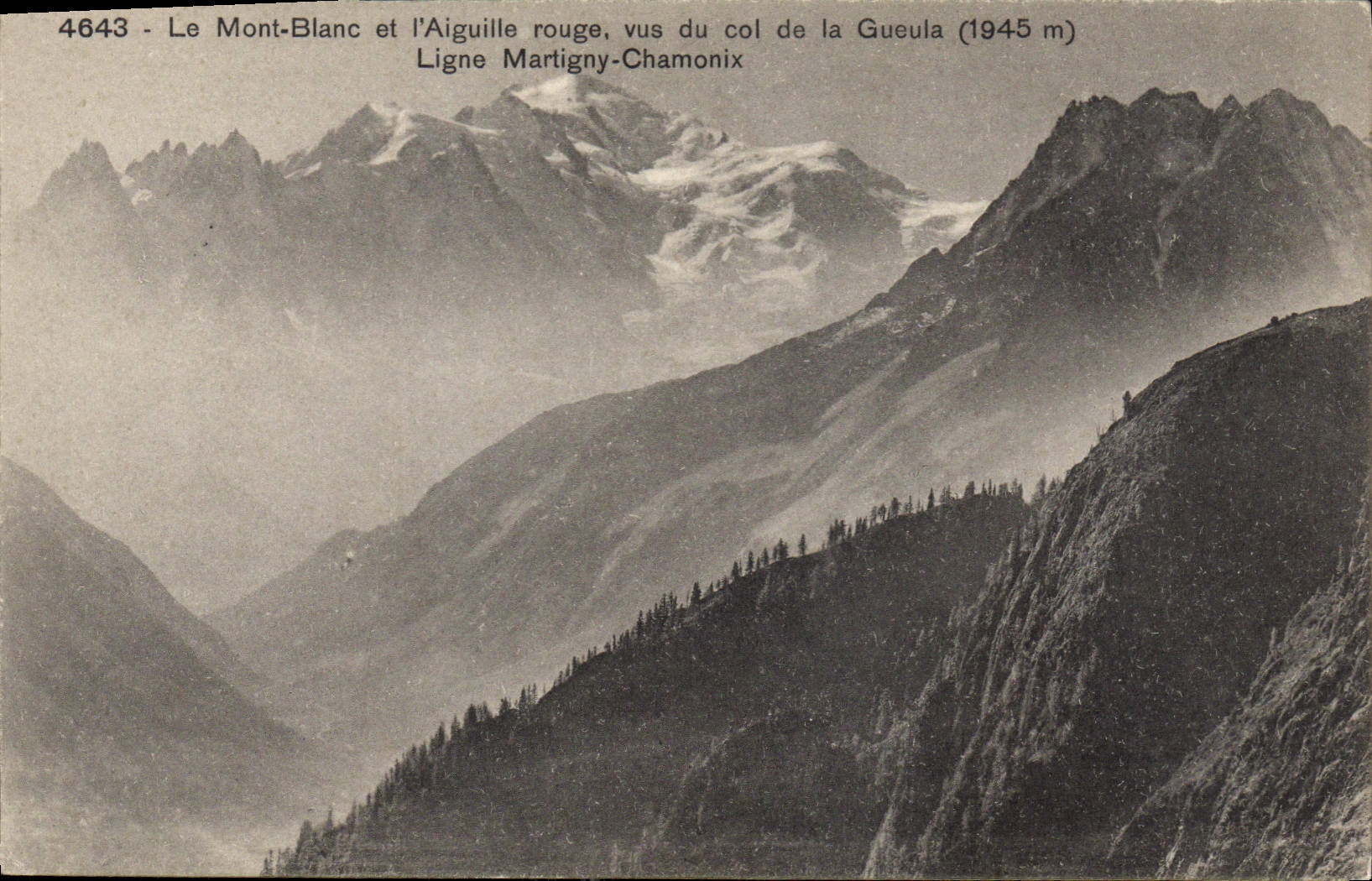 CPA Le Mont Blanc et l'Aiguille rouge vus du col de la Gueula Ligne Martigny Chamonix