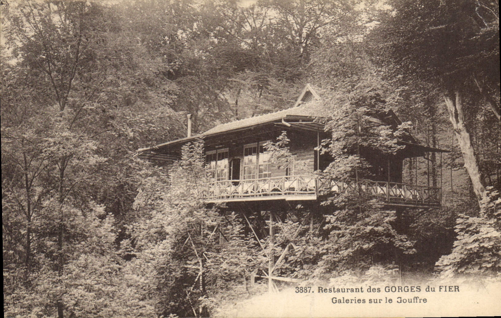 CPA Restaurant des Gorges du Fier Galeries sur le Gouffre 