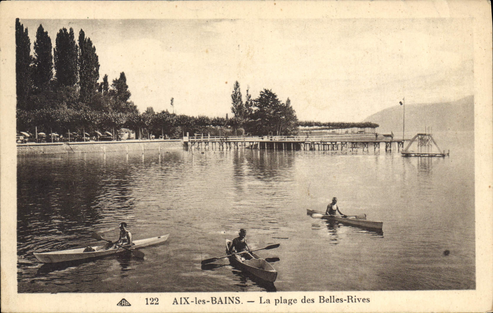 CPA Aix les Bains La plage des Belles Rives Bateaux