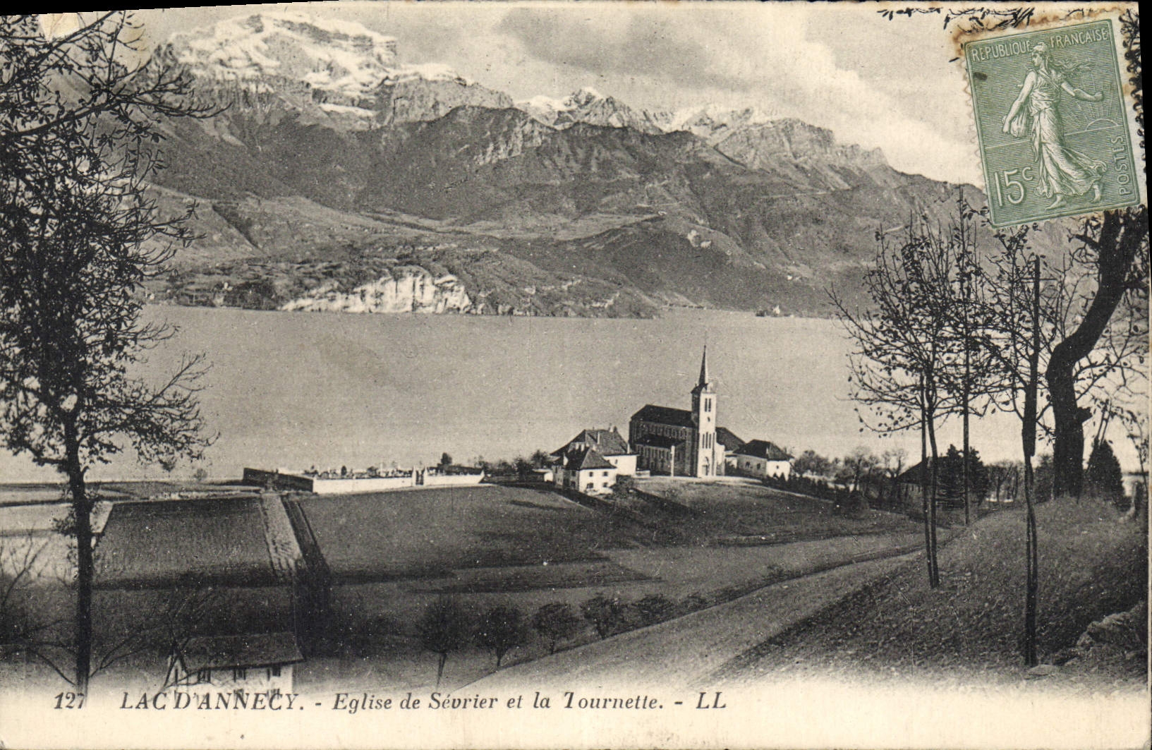 CPA Lac d'Annecy Eglise de Sevrier et la Tournette 