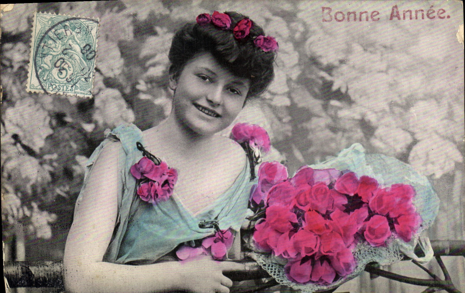 CPA Bonne Annee Femme