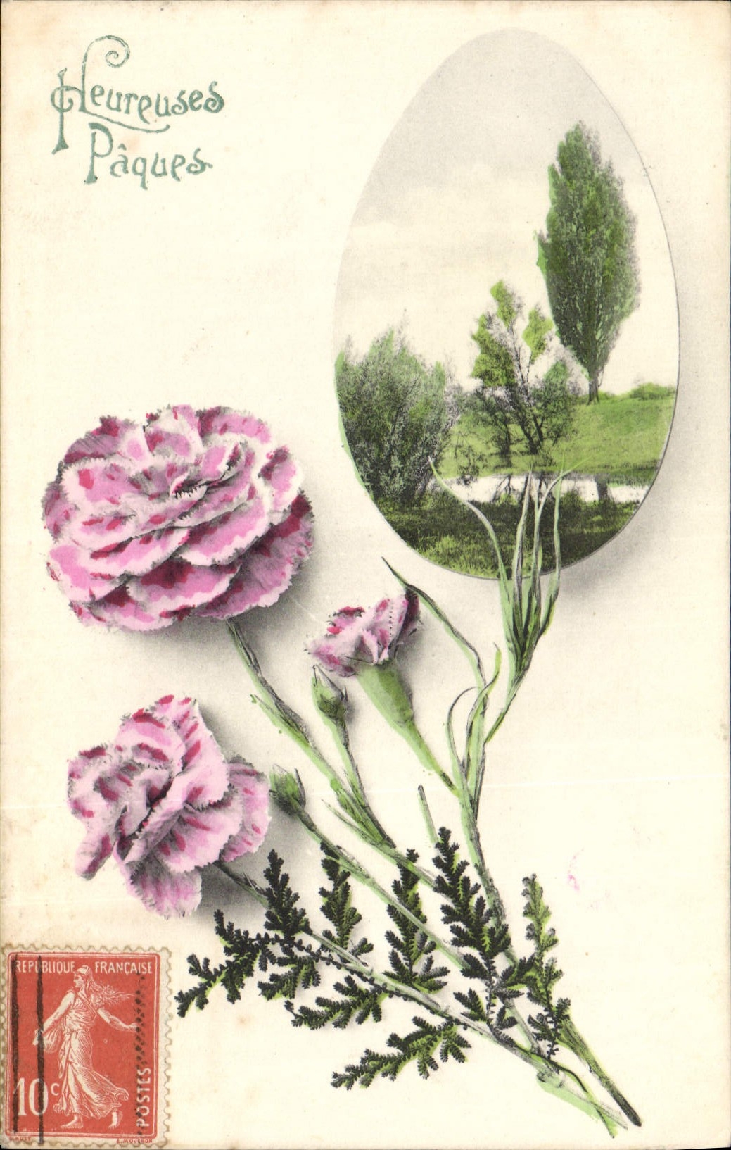 CPA Heureuses Paques Fleurs