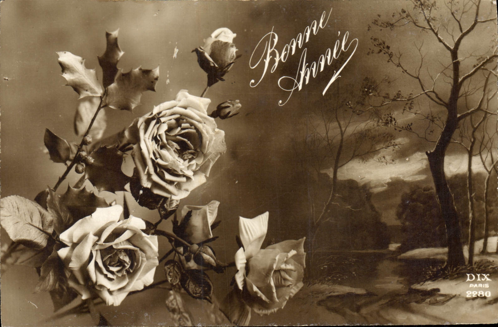 CPA Bonne Annee Fleurs