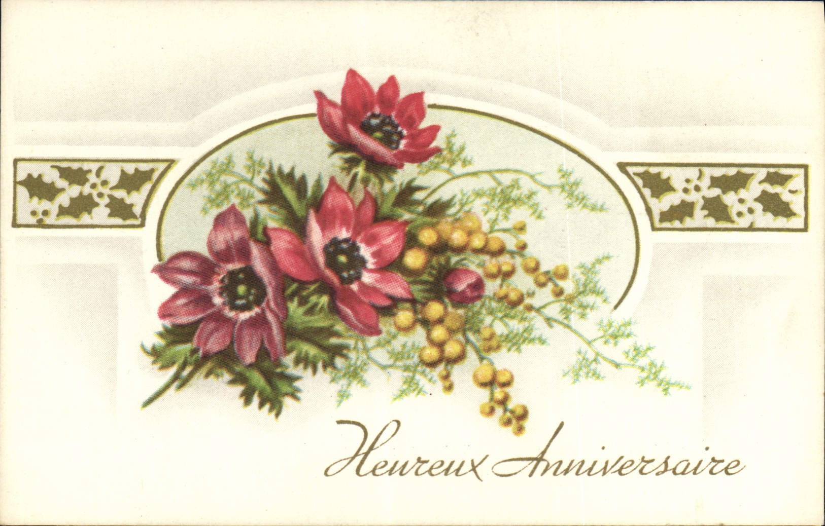 CPA Heureux Anniversaire Fleurs