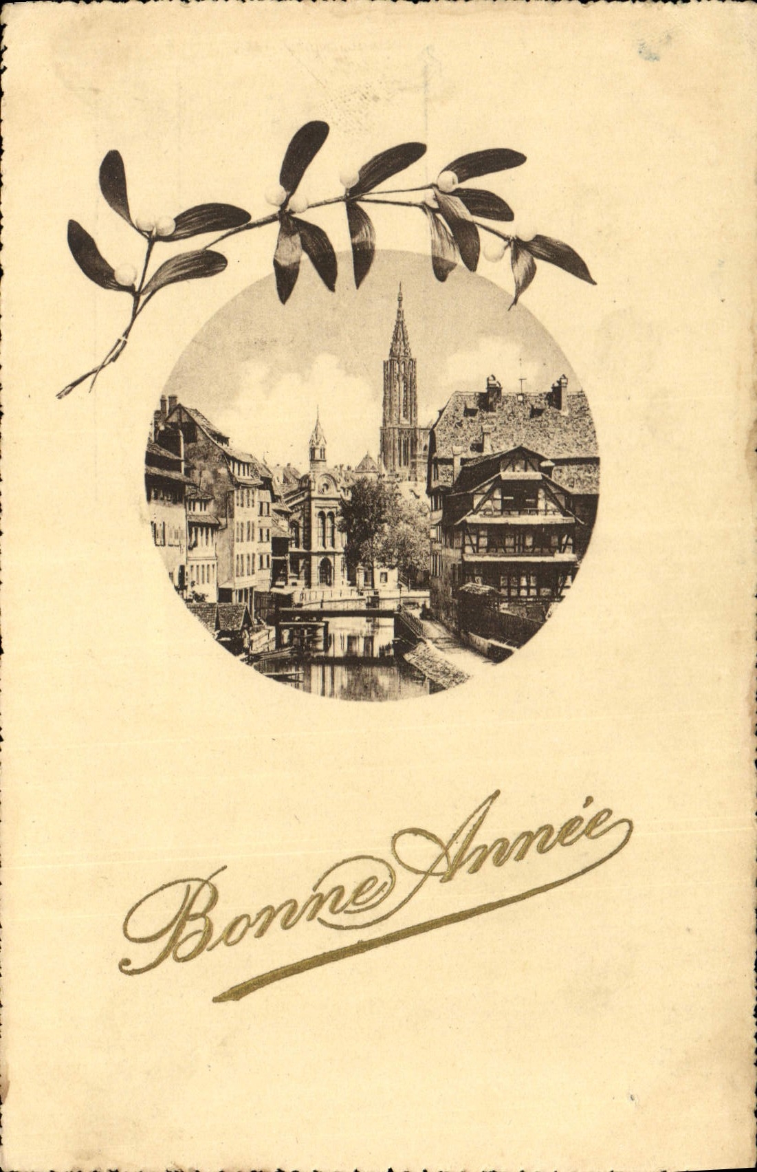 CPA Bonne Annee Strasbourg Quai de la Petite France