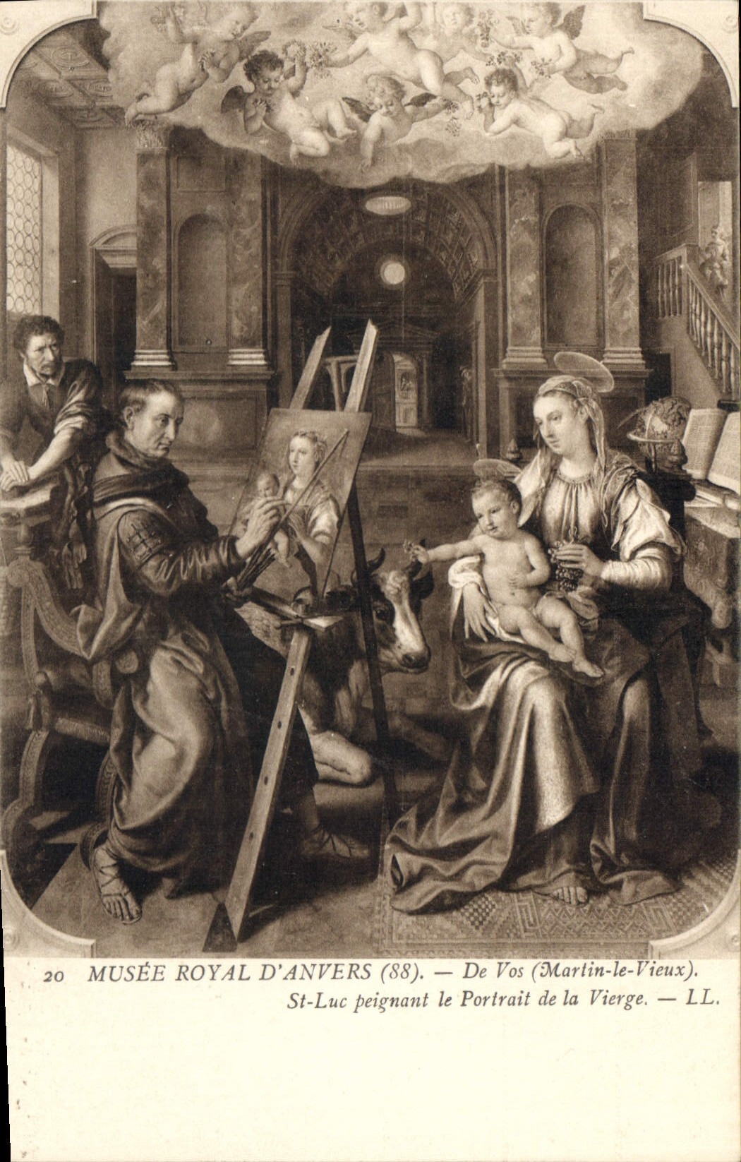 CPA Musee Royal d'Anvers De Vos Martin le Vieux St Luc peignant le portrait de la Vierge