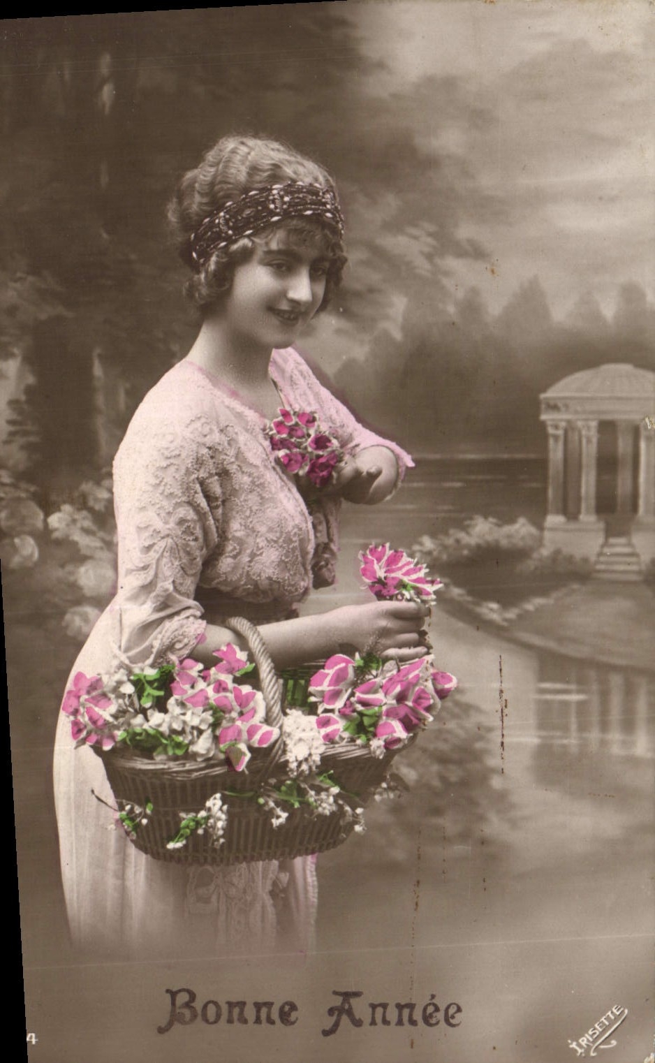 CPA Bonne Annee Femme