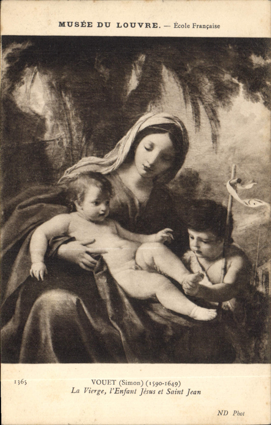 CPA Musee du Louvre Ecole Francaise Vouet Simon La Vierge l'Enfant Jesus et Saint Jean