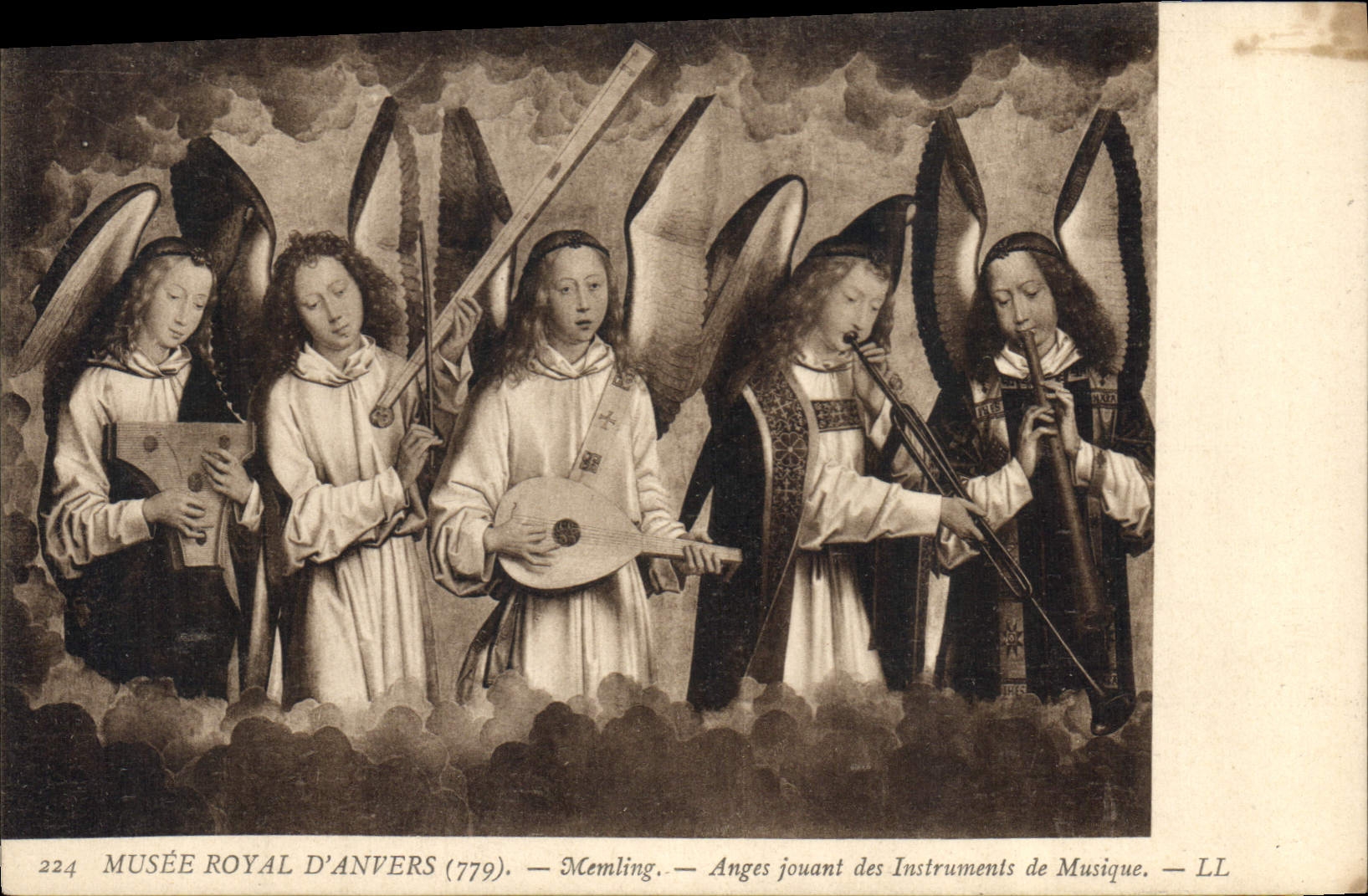 CPA Musee Royal d'Anvers Memling Anges jouant des Instruments de Musique 