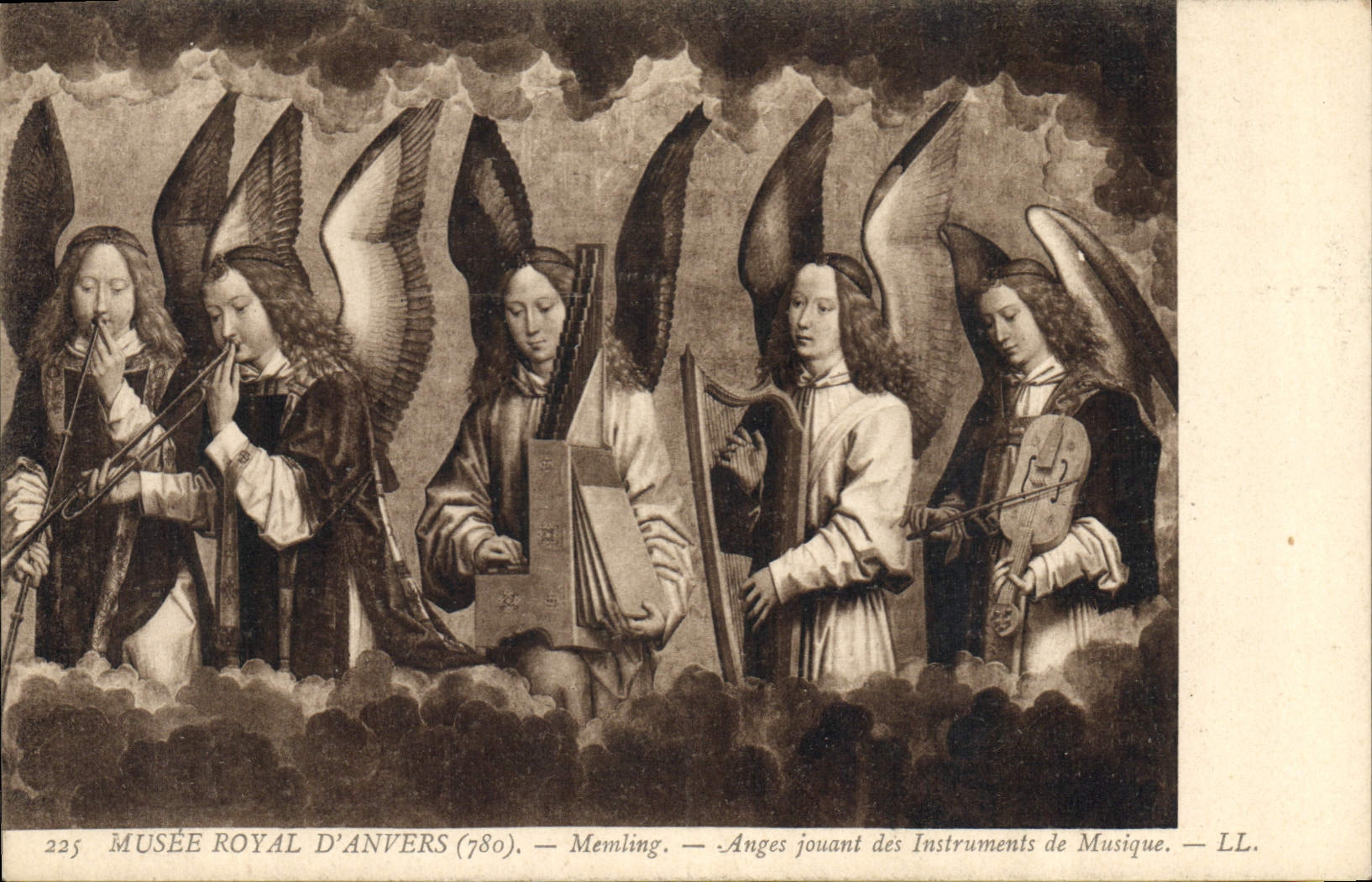 CPA Musee Royal d'Anvers Memling Anges jouant des Instruments de Musique 