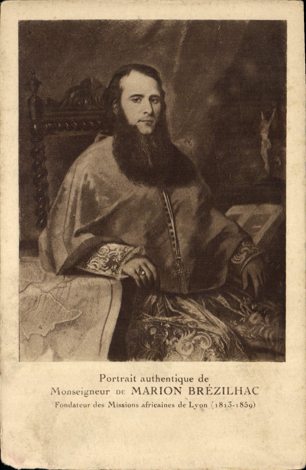 CPA Portrait authenique de Monseigneur de Marion Brezilhac Fondateur des Missions africaines de Lyon