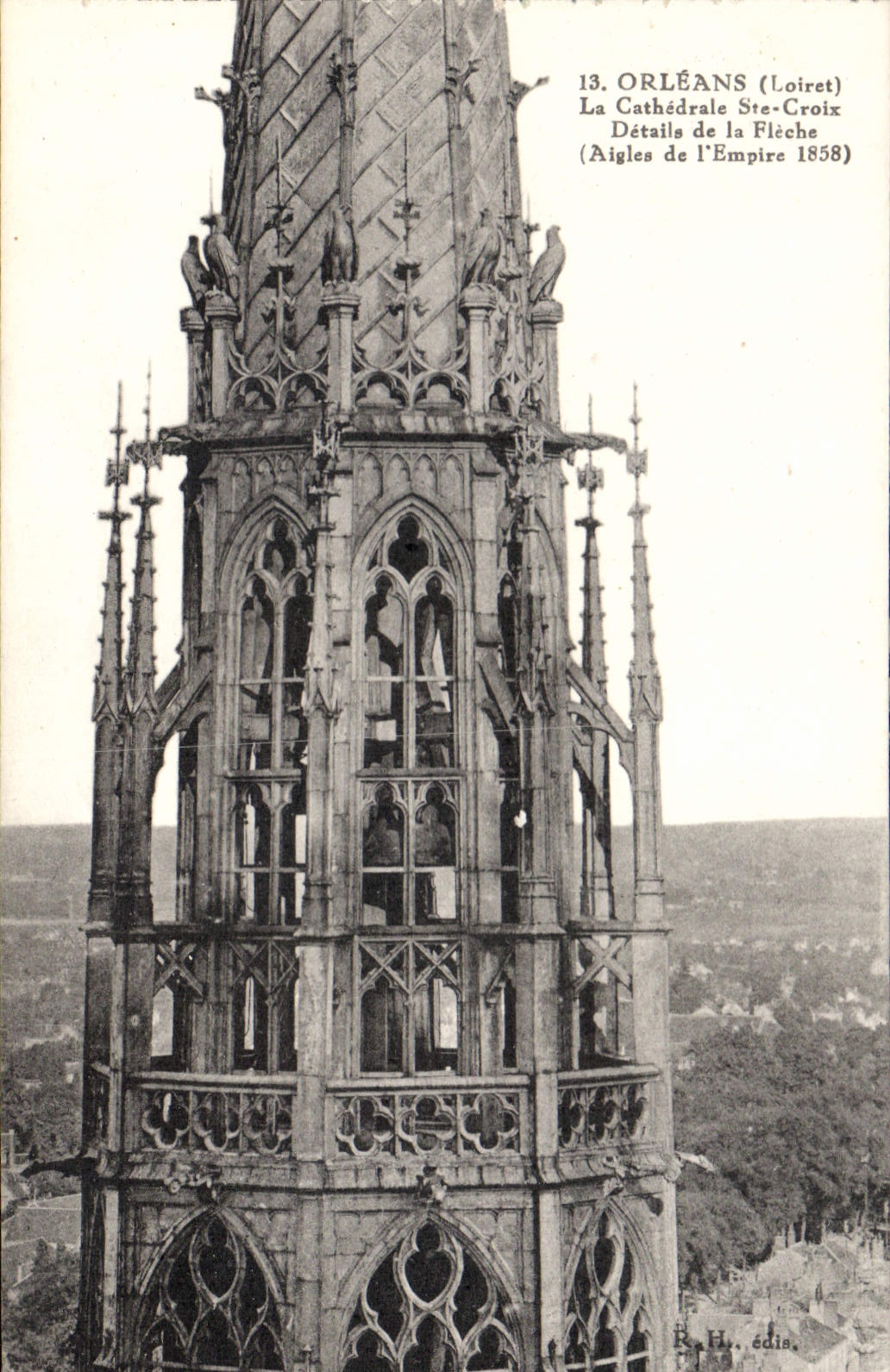 CPA Orleans Loiret la Cathedrale Ste Croix details de la Fleche Aigles de l'Empire 1858 