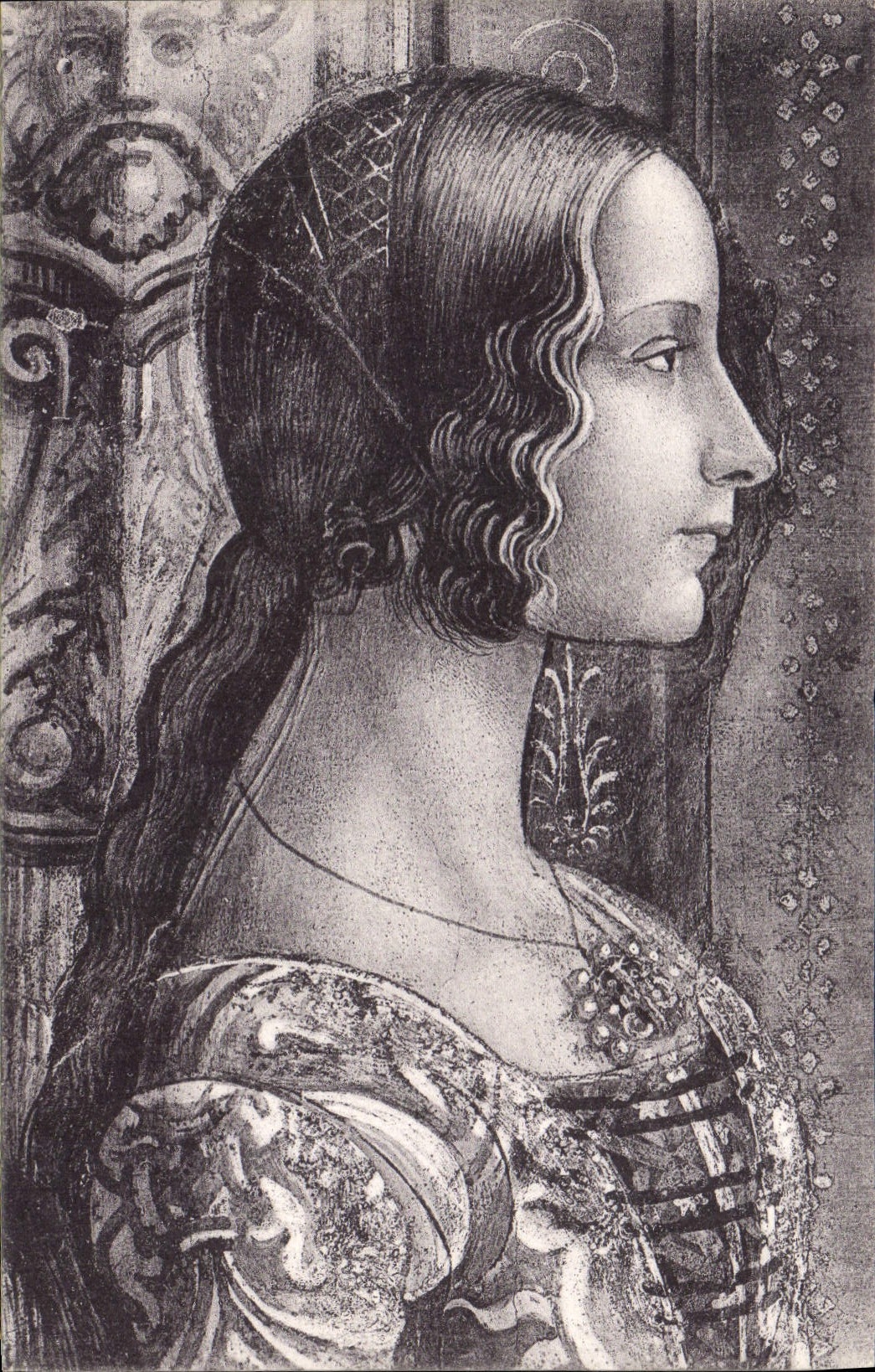 CPA Firenze chiesa di S Maria Novella un detfaglio dell affresco la nascita della Vergine