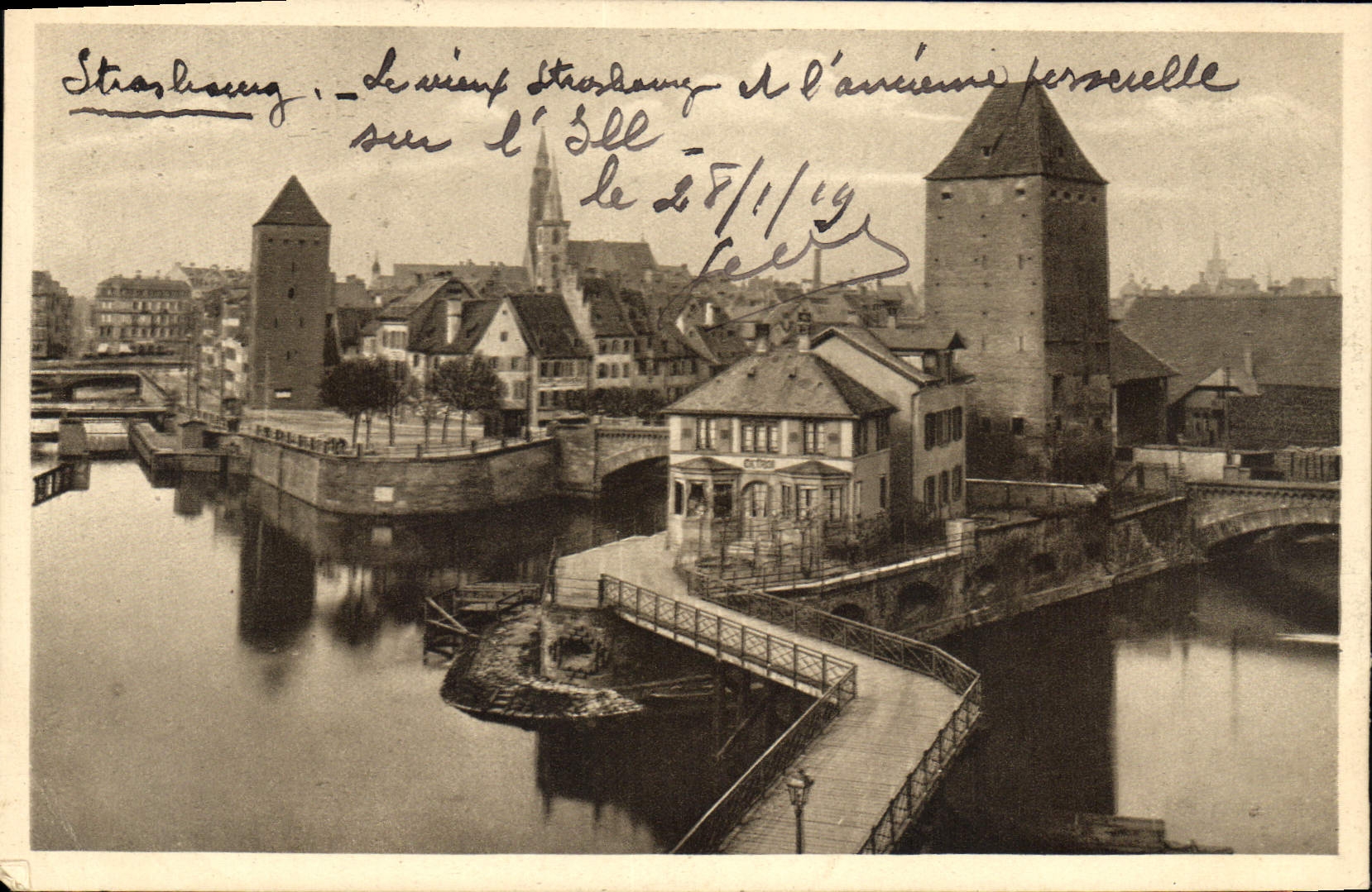 CPA Strassburg Blick V D gedeckten Brueken