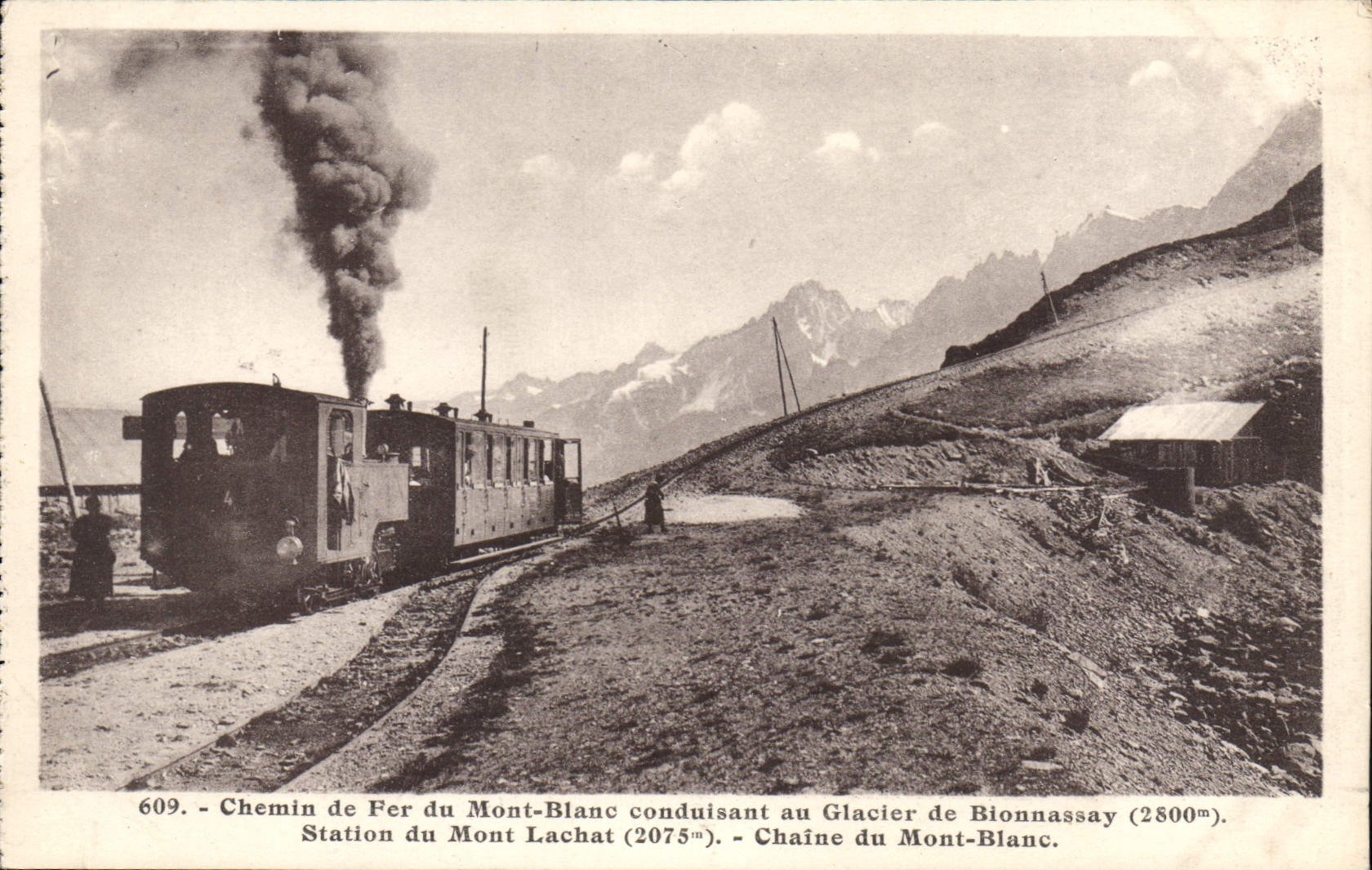 CPA Chemin de Fer du Mont Blanc Conduisant au Glacier de Bionnassay station du Mont Lachat Chaine du