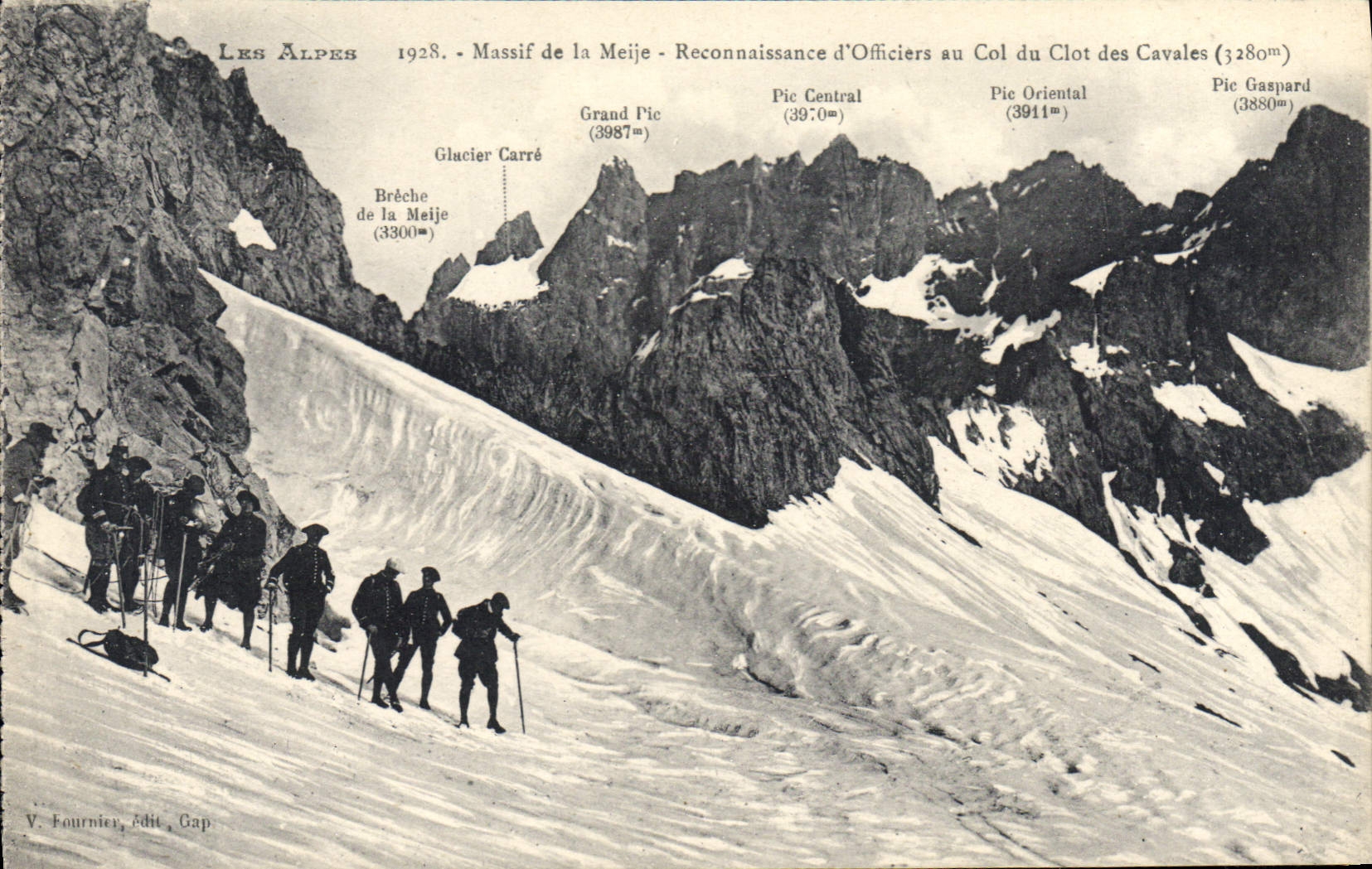 CPA Les Alpes Massif de la Meije Reconnaissance d'Officiers au Col du Clot des Cavales  Chasseurs Al
