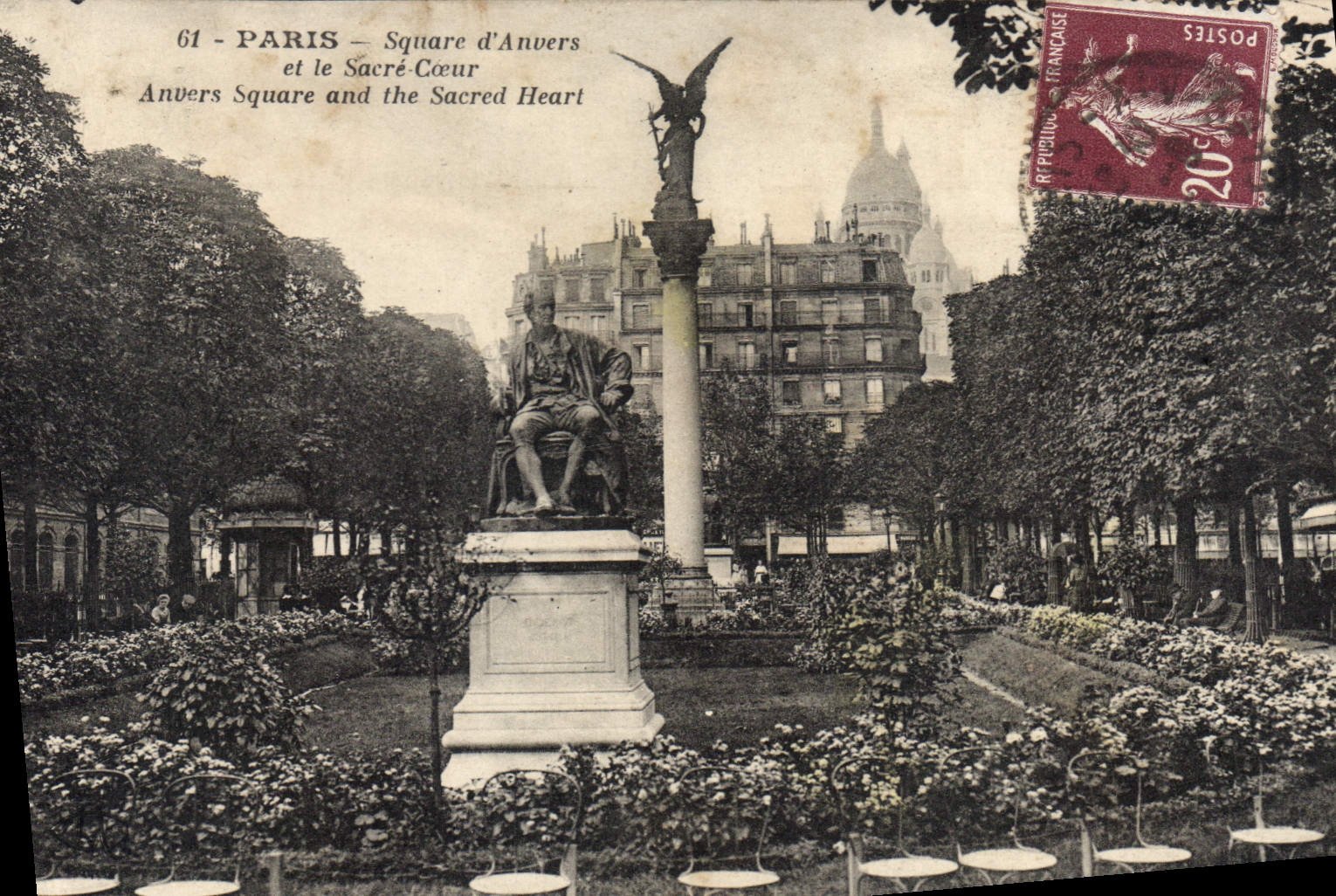 CPA Paris Square d'Anvers et le Sacre Coeur 