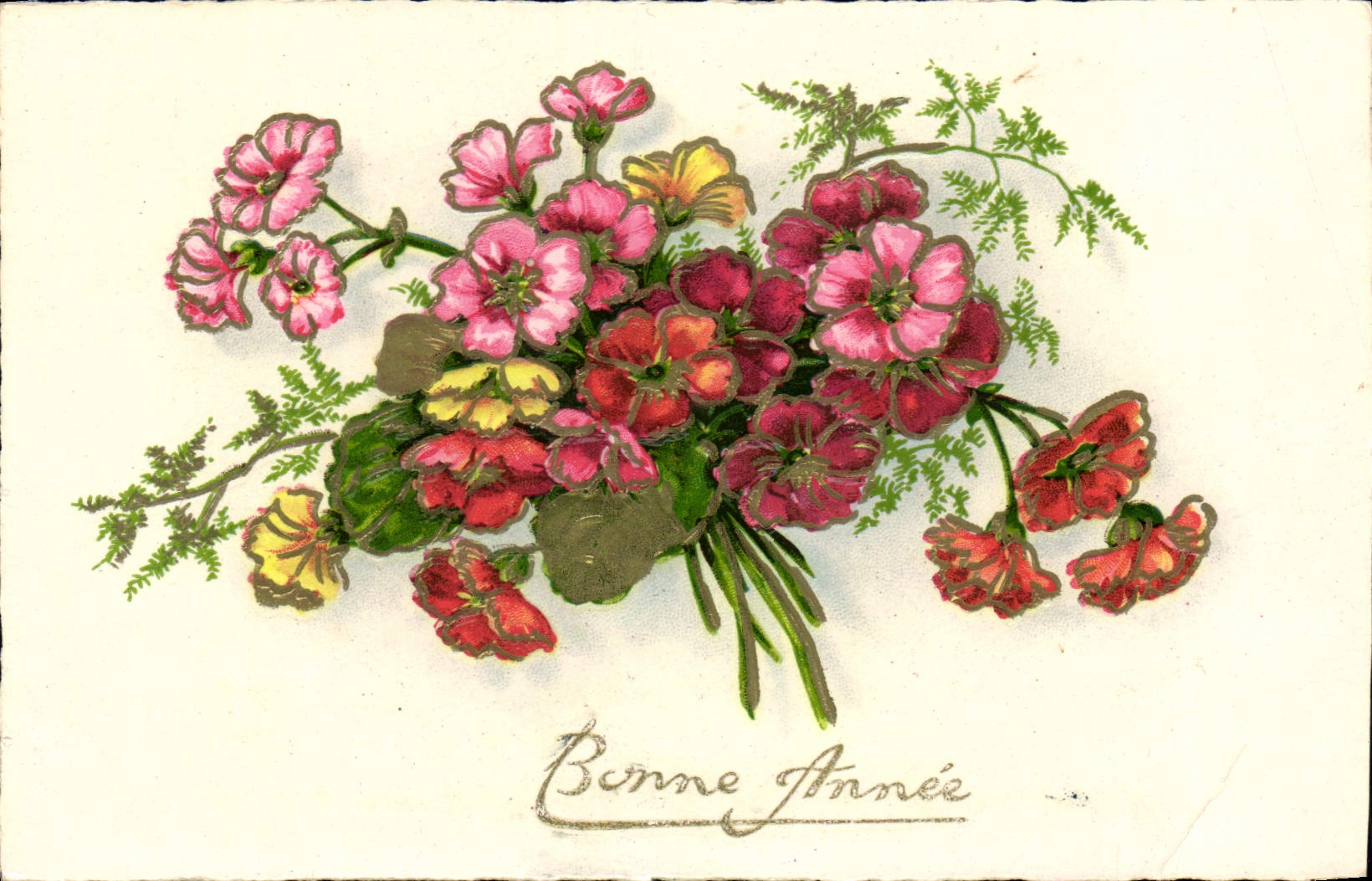 CPA Bonne Annee Fleurs