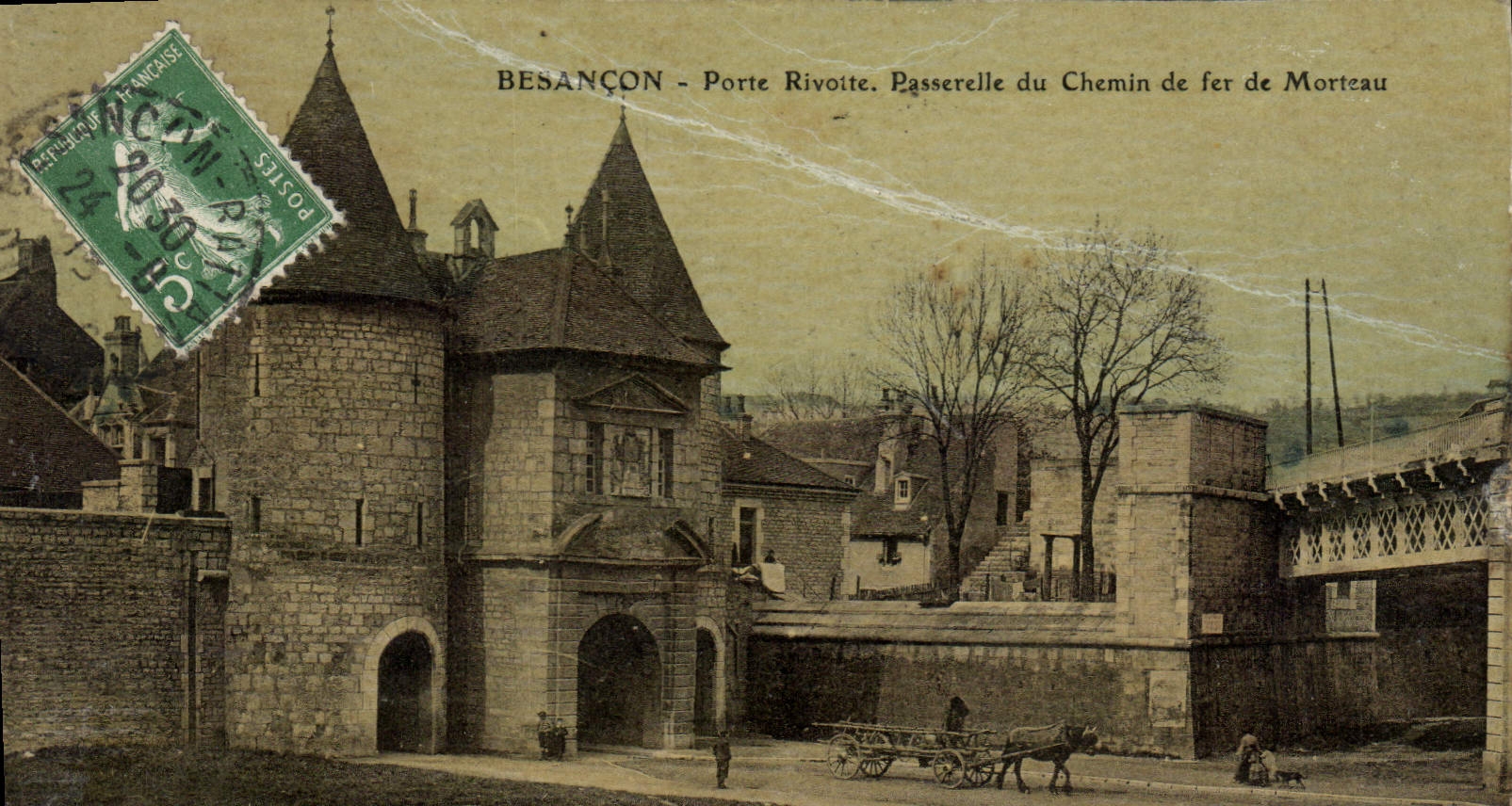 CPA Besancon Porte Rivotte Passerelle du Chemin de fer de Morteau
