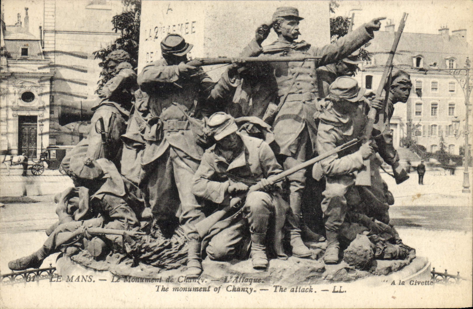 CPA Le Mans Le Monument de Chanzy L'Attaque Militaria