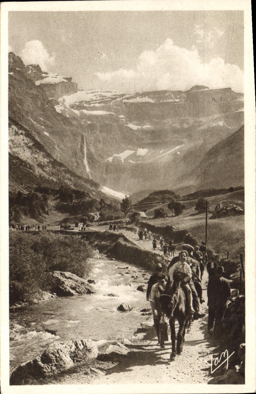 CPA Gavarnie Retour du Cirque Ane Mule