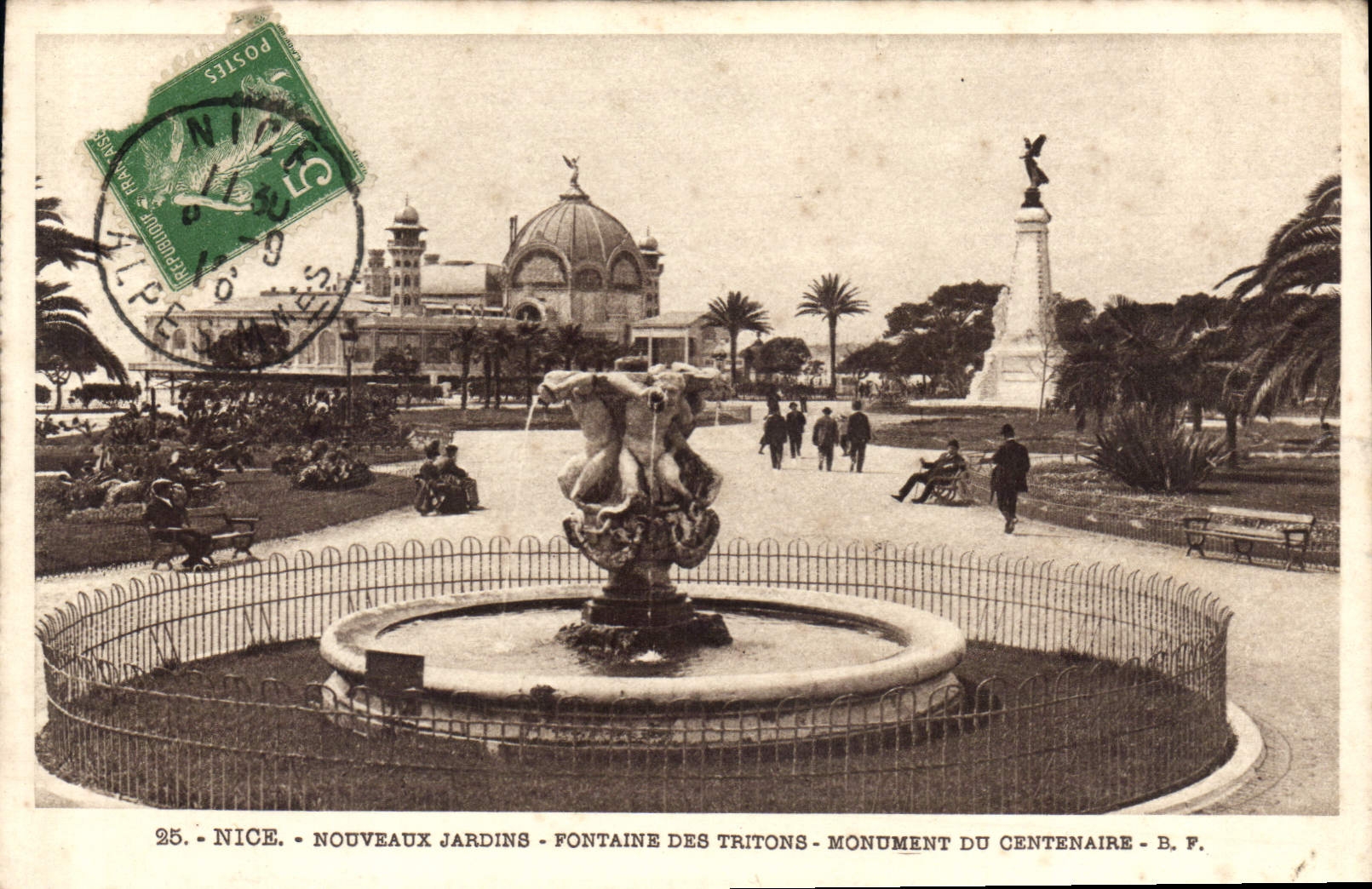 CPA Nice Nouveaux Jardins Fontaine des Tritons Monument du Centenaire