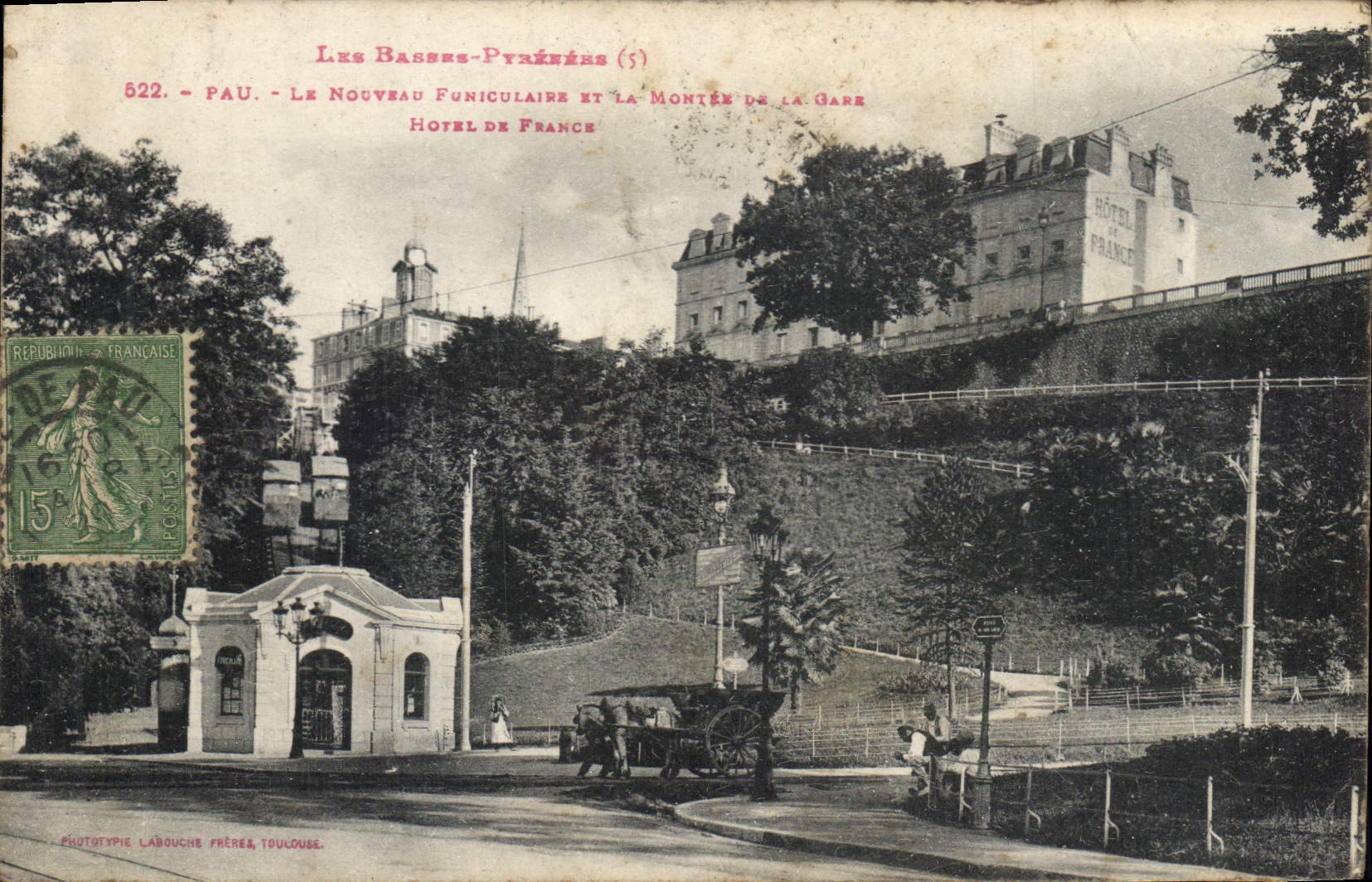 CPA Pau Le Nouveau Funiculaire Hotel de France 