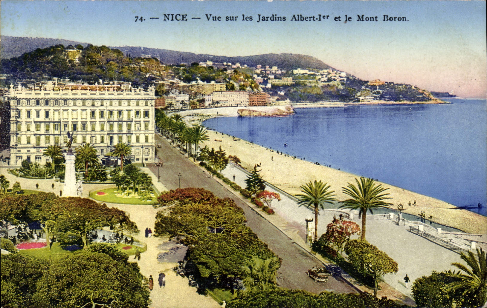 CPA Nice vue sur les jardins Albert Ier et le Mont Boron
